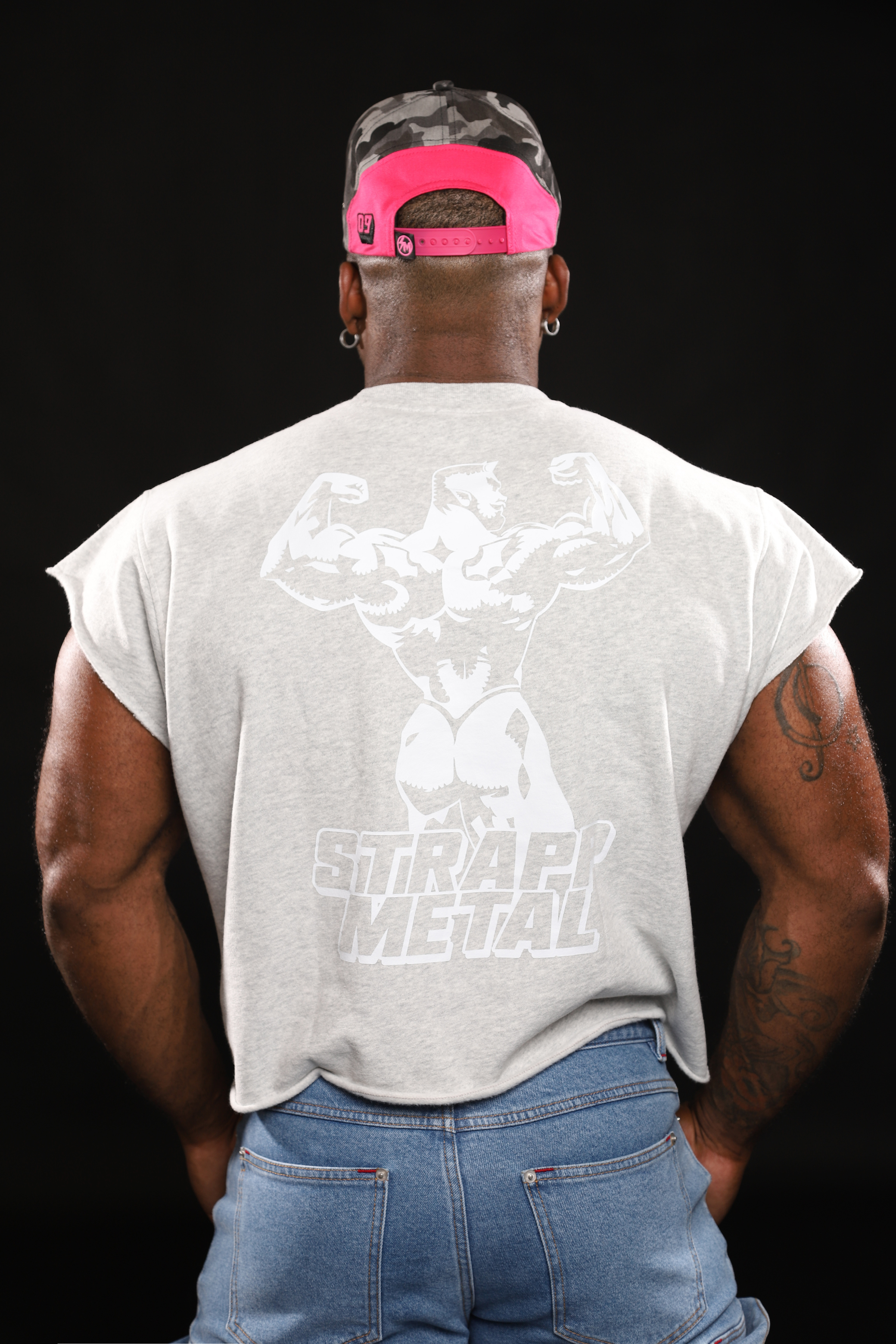 GYM DEVIL CAPPED SLEEVE SPORTS GRAY CREW NECK TEE