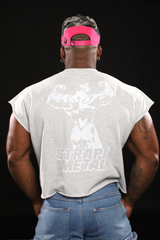 GYM DEVIL CAPPED SLEEVE SPORTS GRAY CREW NECK TEE