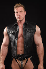 DEVASTATION STUDDED LEATHER MOTORCYCLE VEST
