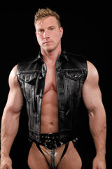 DEVASTATION STUDDED LEATHER MOTORCYCLE VEST