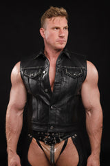 DEVASTATION STUDDED LEATHER MOTORCYCLE VEST