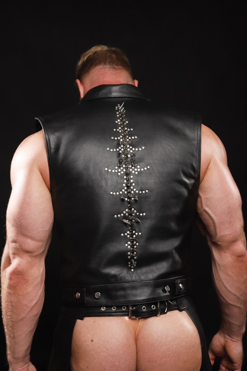 DEVASTATION STUDDED LEATHER MOTORCYCLE VEST