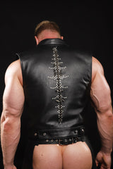 DEVASTATION STUDDED LEATHER MOTORCYCLE VEST